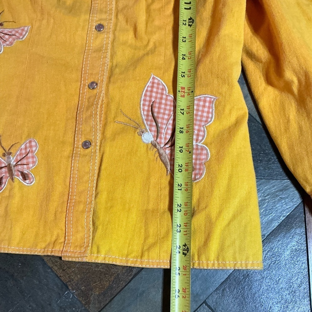 Vintage 1970’s Dotti Didit Festival Butterfly Embroidered Yellow Denim Jacket - Picture 9 of 13